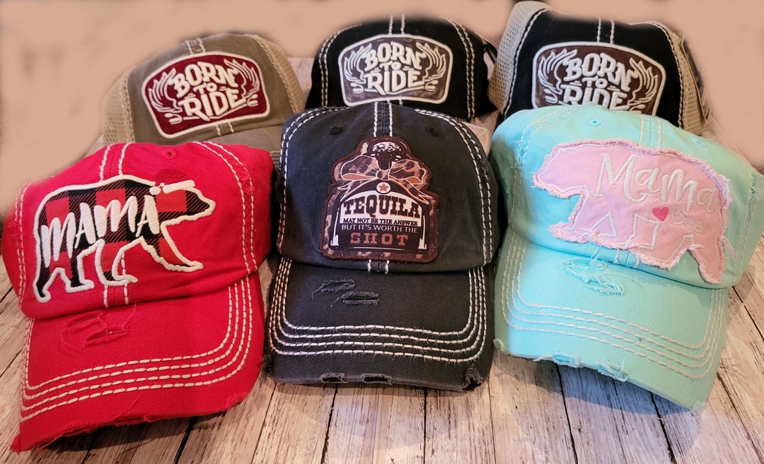 Distressed Baseball Caps Etsy