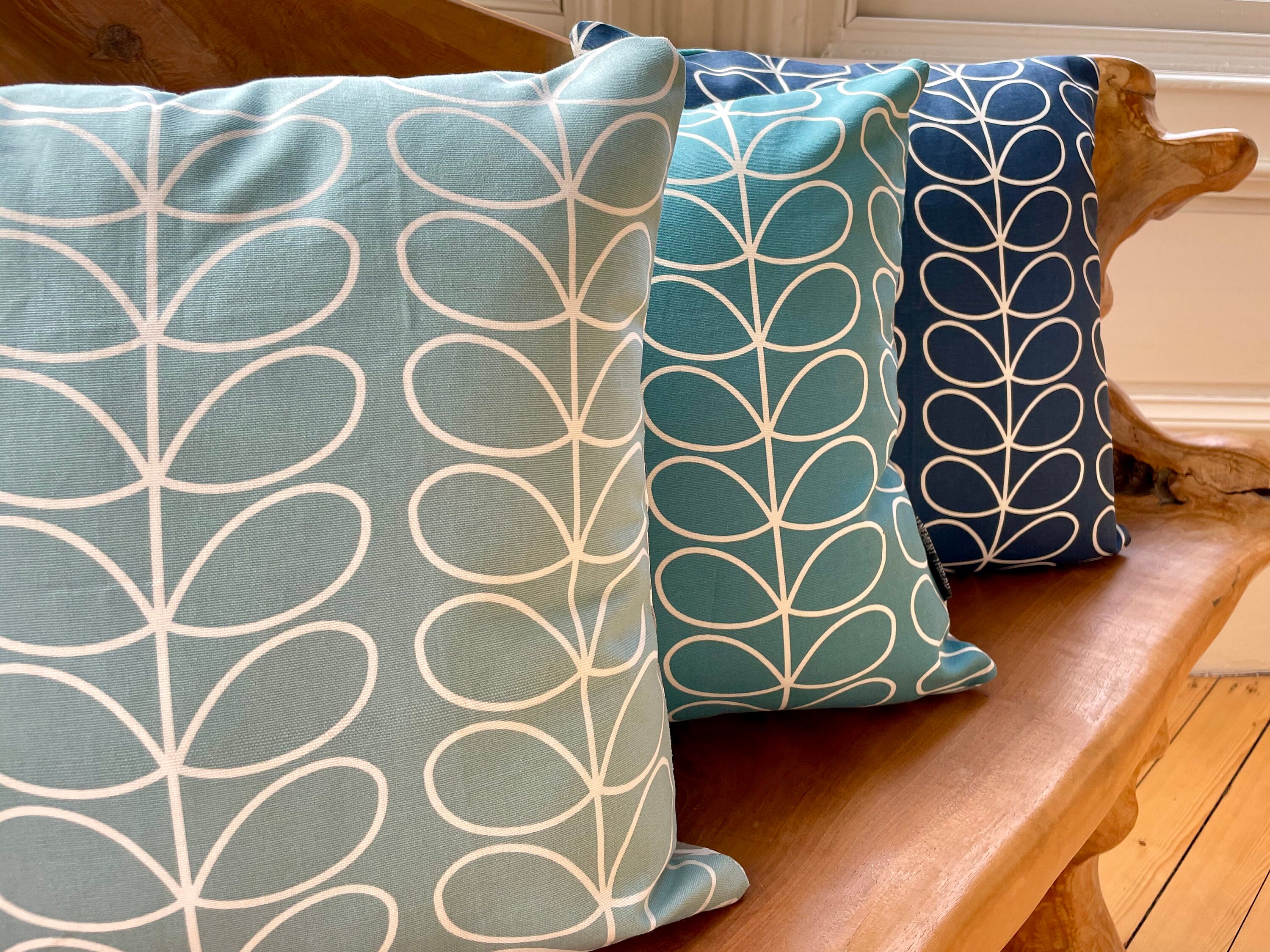Double Sided Orla Kiely Cushion - Blue and Grey