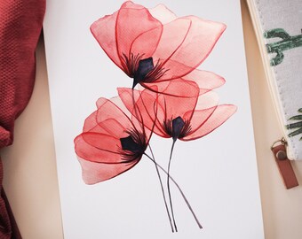 Watercolor Poppies Flowers, Sublimation Watercolor flowers, Poppy Flower Digital Download, Poster digital Watercolor Paints, Sublimation PNG