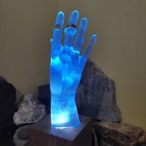 Ultraviolet Hand Sculpture, Night Lamp, Jewelry Holder, Hand Statue