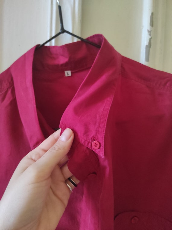 Vintage Red Silk Blouse, Women’s Burgundi Long Sl… - image 9