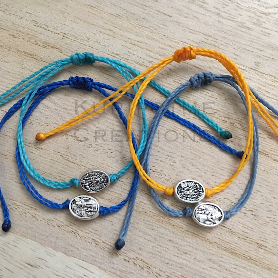 St Michael/Guardian Angel in Waterproof cord Bracelet