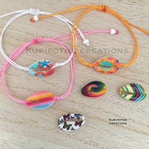 Multi-colored Cowrie Shell Waterproof Bracelet or Anklet