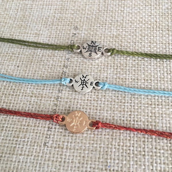 Compass in Waterproof cord Bracelet or Anklet