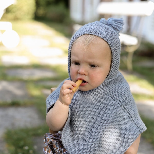Le Poncho enfant à tricoter soi-même en laine BB merinos made-in-France