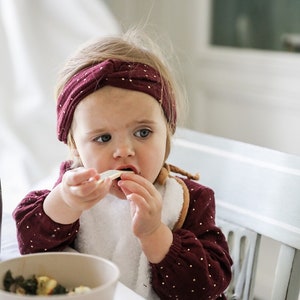 The Headband baby, girl and woman in cotton gauze Prune pois doré