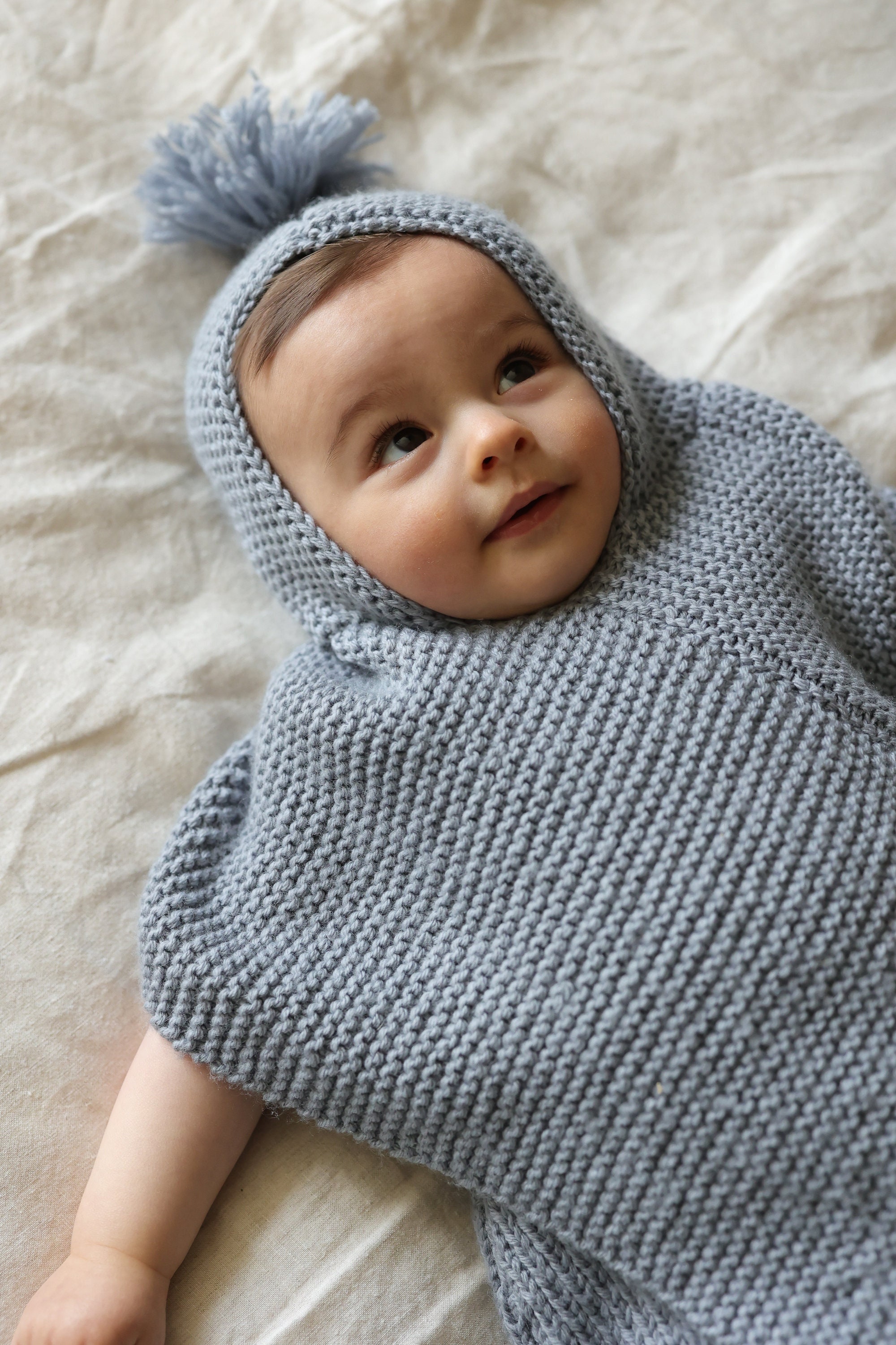 Le Poncho bébé à tricoter soi-même en laine BB merinos made-in-France -   France