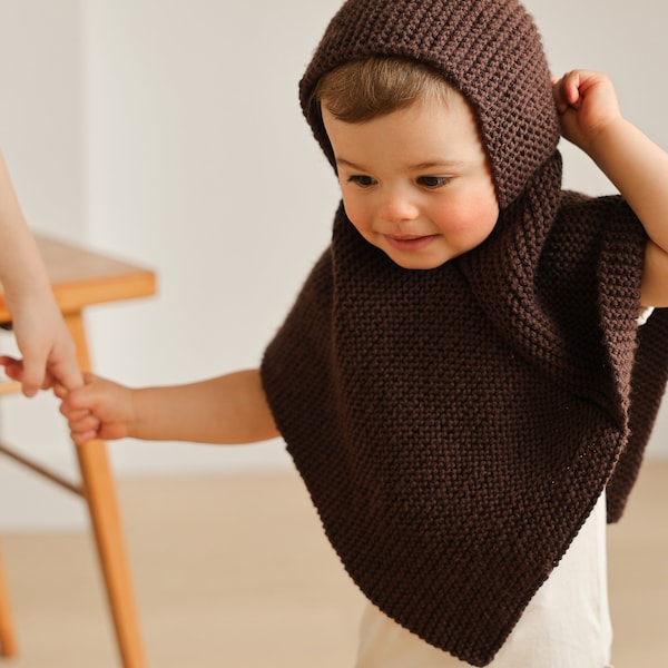 Le Poncho bébé à tricoter soi-même en laine BB merinos made-in-France