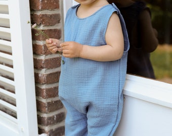 Salopette bébé et enfant en gaze de coton personnalisable