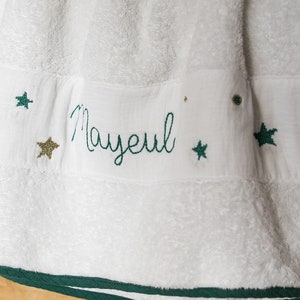 Bath Towel cotton sponge biais in cotton gauze customized Vert