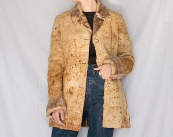 1990s Italian Real Leather Suede Shearling Coat