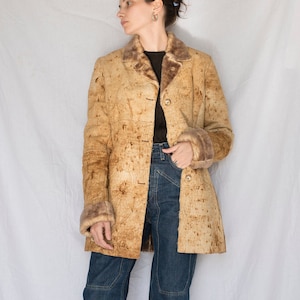 1990s Italian Real Leather Suede Shearling Coat
