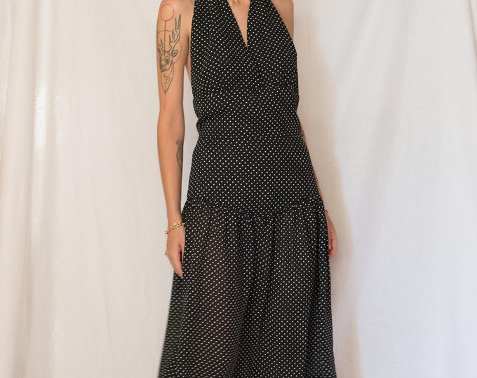 80’s Polka Dot Midi Dress with Lace Collar main image 0