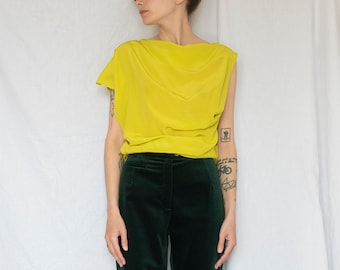 Vivienne Westwood Draped Asymmetrical Blouse in Chartreuse Yellow
