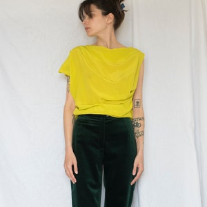 Vivienne Westwood Draped Asymmetrical Blouse in Chartreuse Yellow