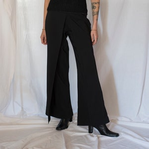 1990s Wide Leg Double Layer Pants in Black image 1