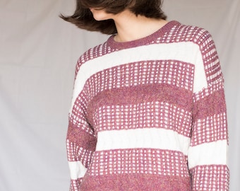 1980s Striped Wool Sweater, Made in Canada / Large