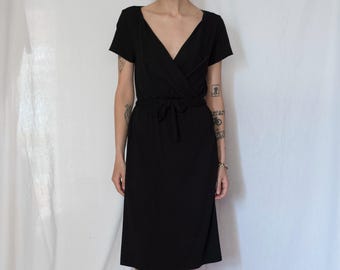 Express Design Studio Black Short Sleeve Wrap Dress