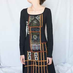 Y2K Save the Queen Printed Long Sleeve Dress in Black