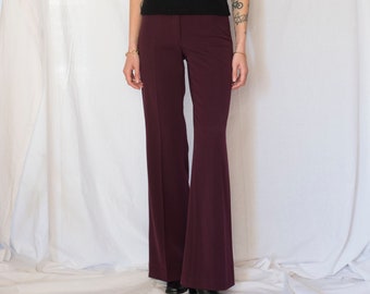 1990s Flared Pants in Wine Red