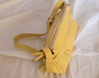 1990s Yellow Leather Shoulder Bag