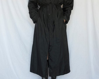 1980s Black Long Trench Coat