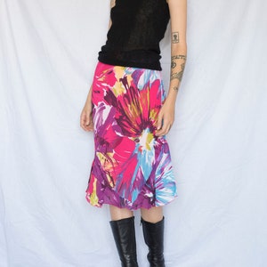 1990s Abstract Floral Multicolor Midi Skirt image 1