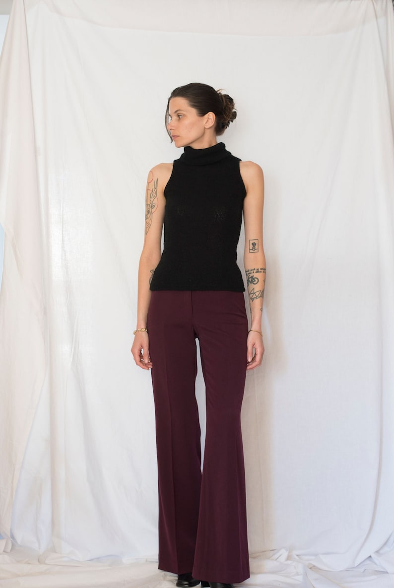 1990s Flared Pants in Wine Red image 1