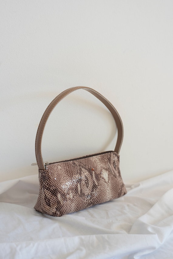 Y2K Mini Shoulder Shiny Snake Printed Bag in Dusty Pink Etsy Canada