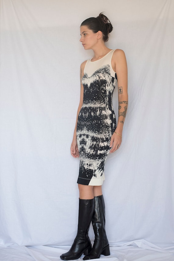 Y2K Roberto Cavalli Abstract Printed Bodycon Dress