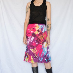 1990s Abstract Floral Multicolor Midi Skirt image 5