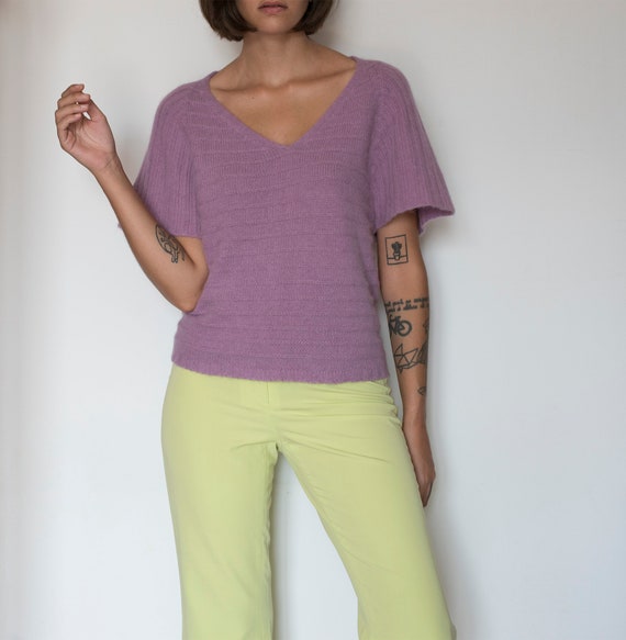 Vintage dusty purple short sleeve sweater