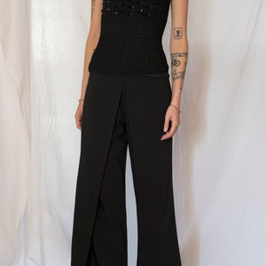 1990s Wide Leg Double Layer Pants in Black image 4