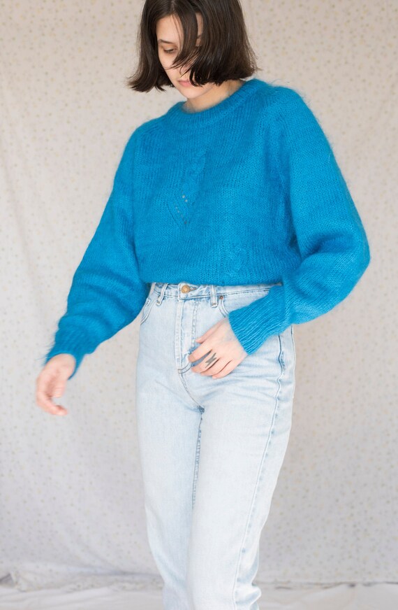 Vintage Blue Mohair sweater / Large