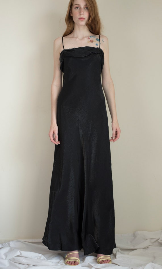 Vintage iridescent black slip dress / small