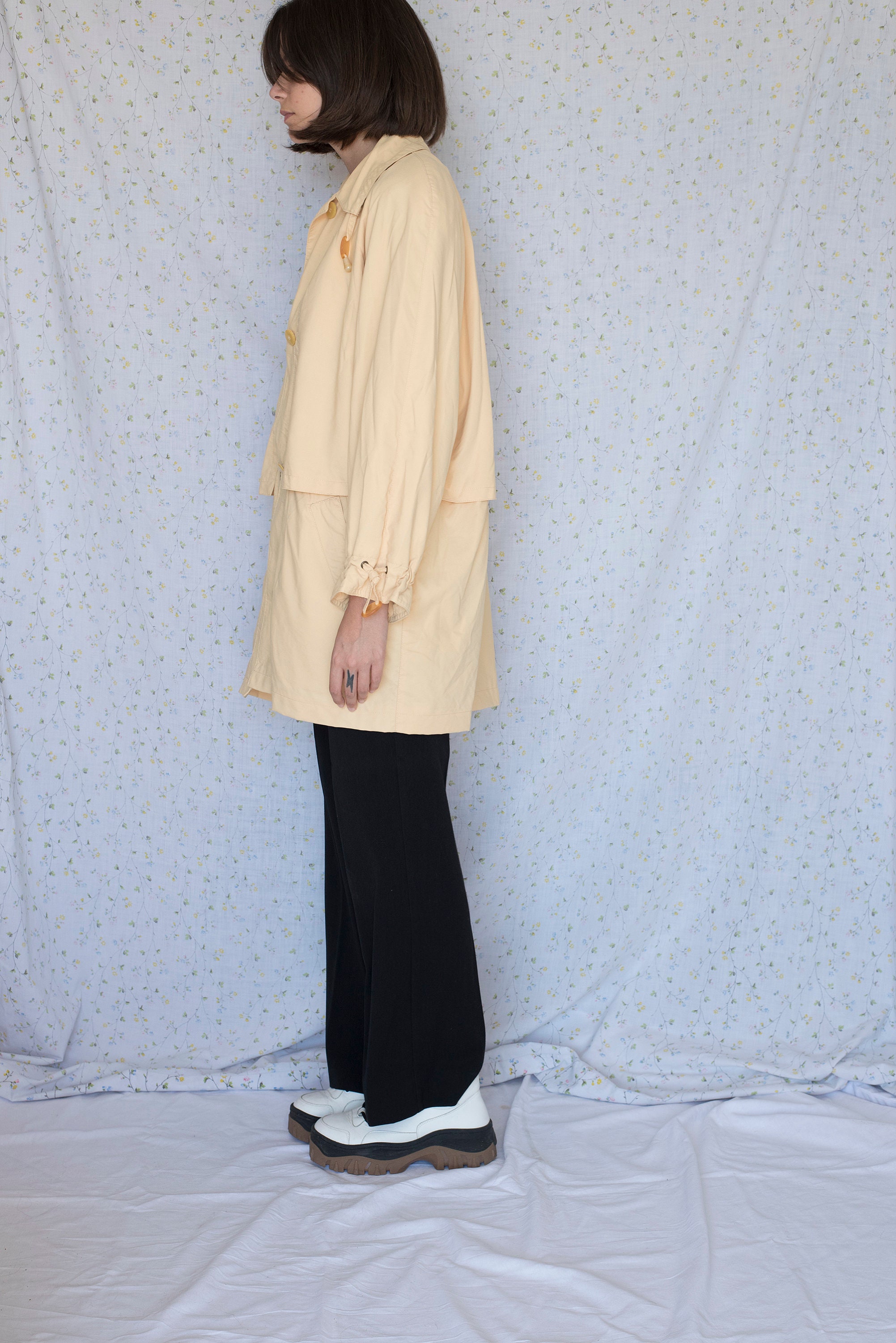 Vintage Four Seasons of London buttermilk yellow trench coat