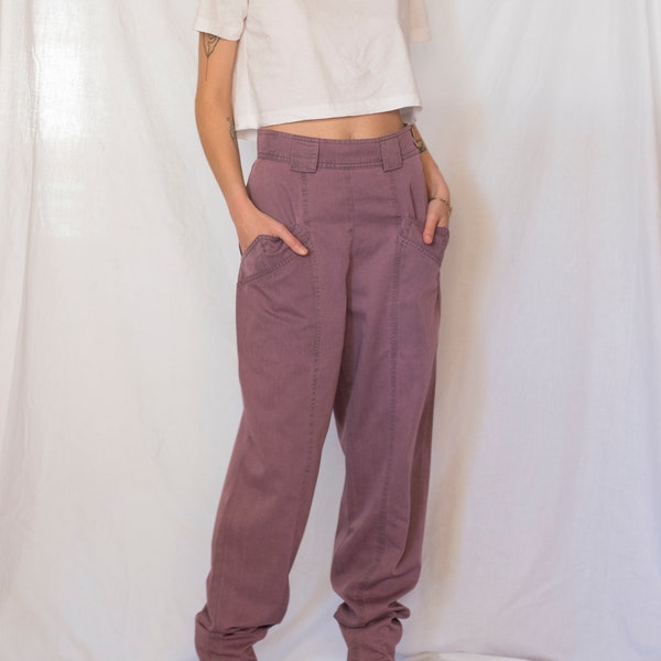 1980s Balloon Leg Pants in Dusty Purple