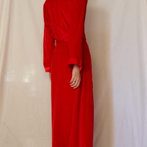 1990s Red Velvet Maxi Night Robe With Belt and Satin Details - Etsy