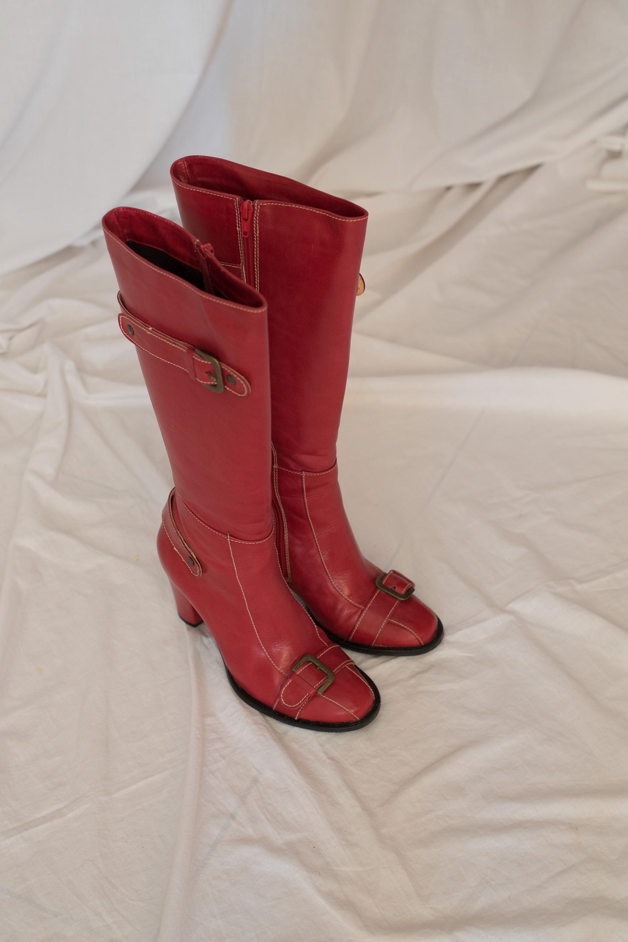 Y2K Oxblood Knee High Stiletto Boots (8.5)