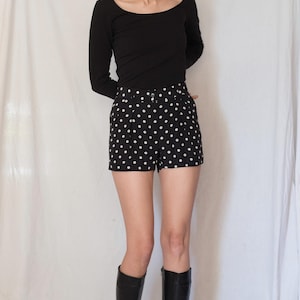 Y2K Moschino Silk Polka Dot Mini Suit Shorts in Black and White
