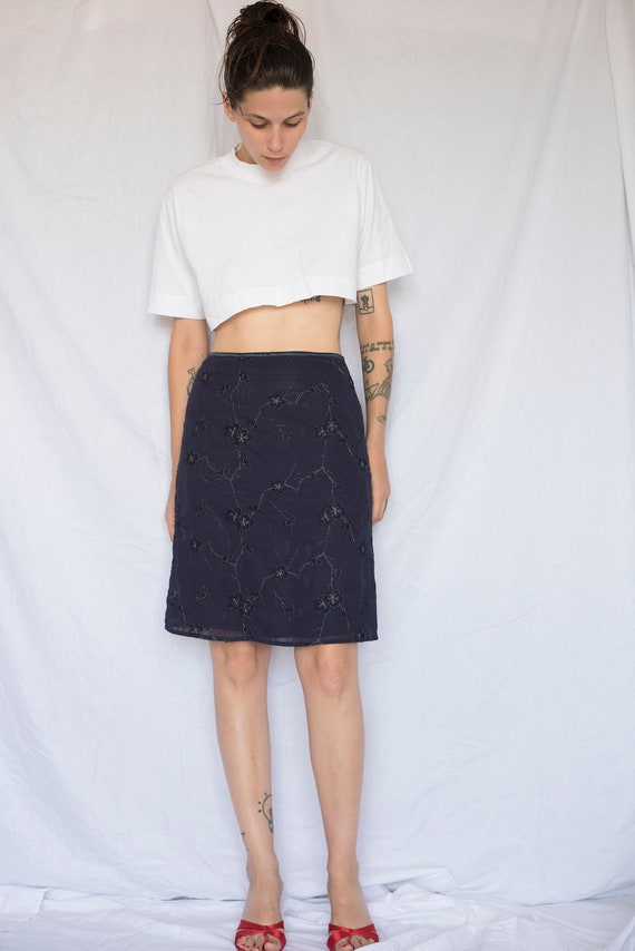 1990s Max&Co Chiffon Beaded Midi Skirt - image 4