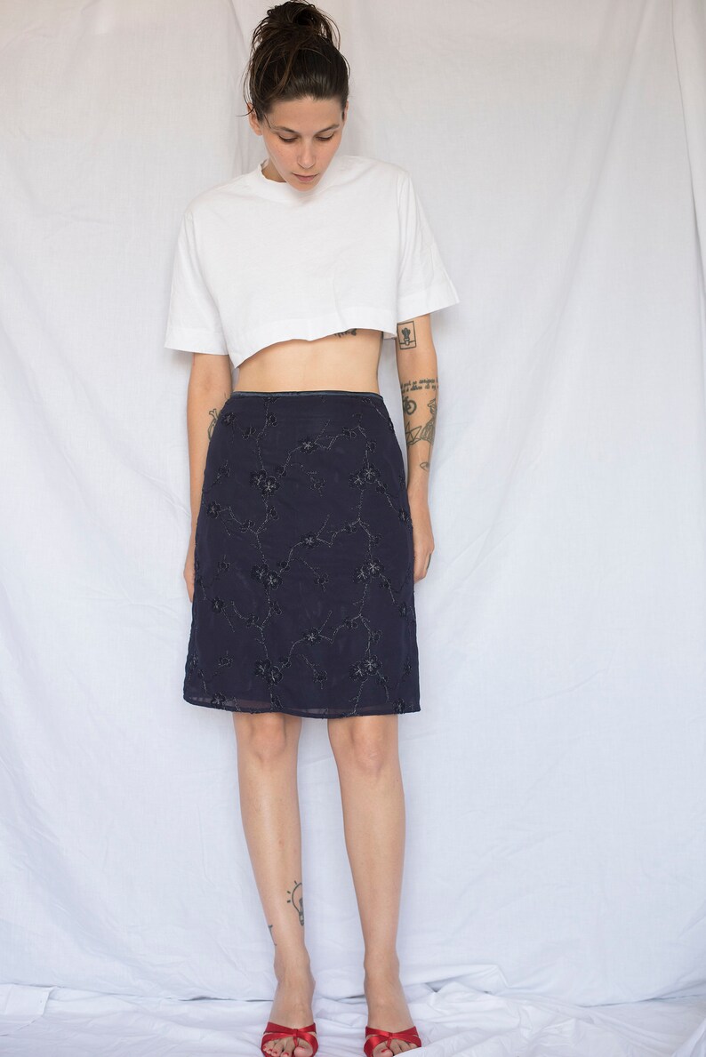 1990s Max&Co Chiffon Beaded Midi Skirt image 4