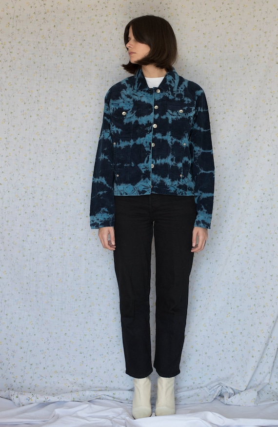 Vintage blue tie dye corduroy jacket