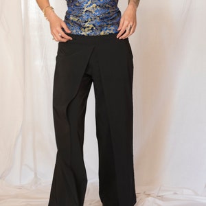 1990s Wide Leg Double Layer Pants in Black image 3