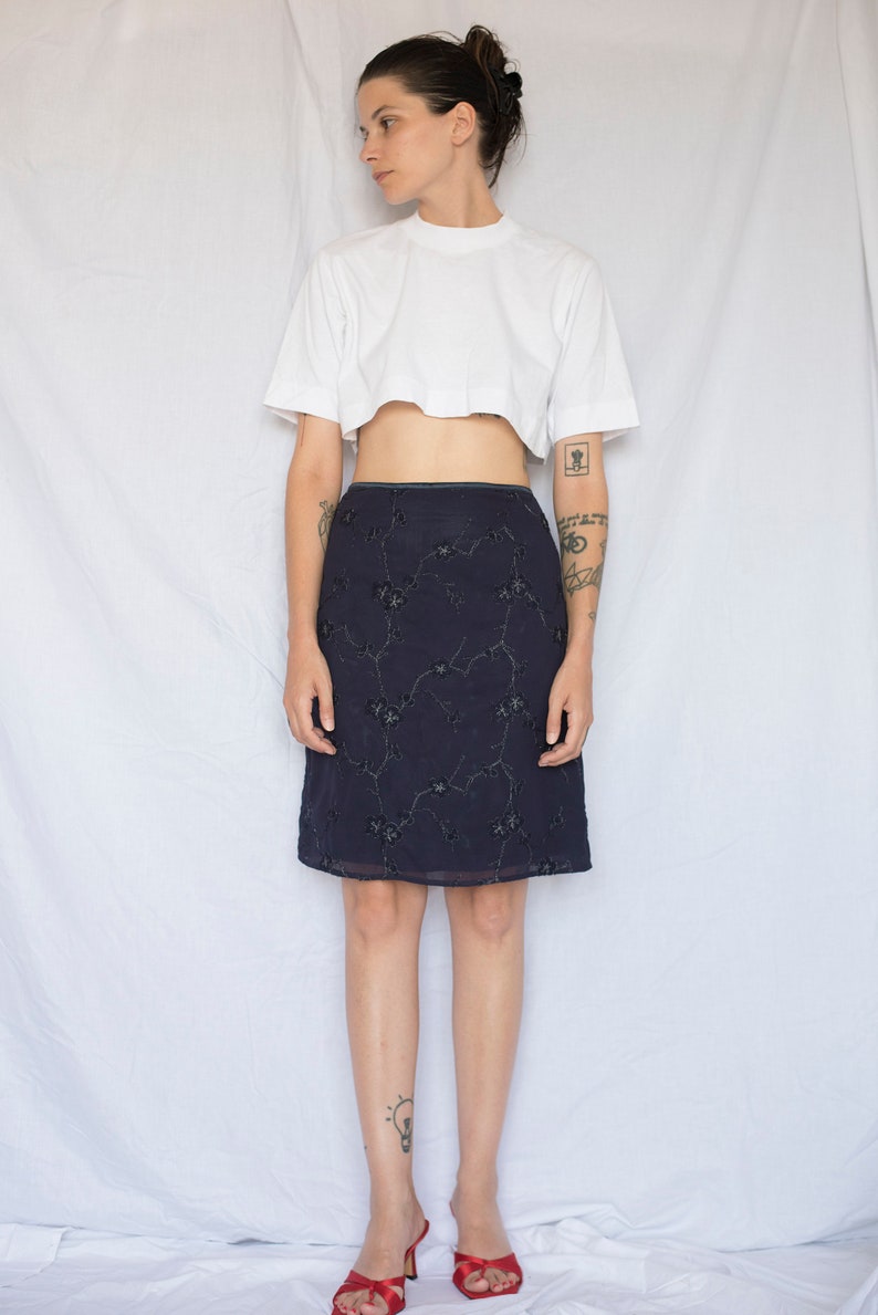 1990s Max&Co Chiffon Beaded Midi Skirt image 2