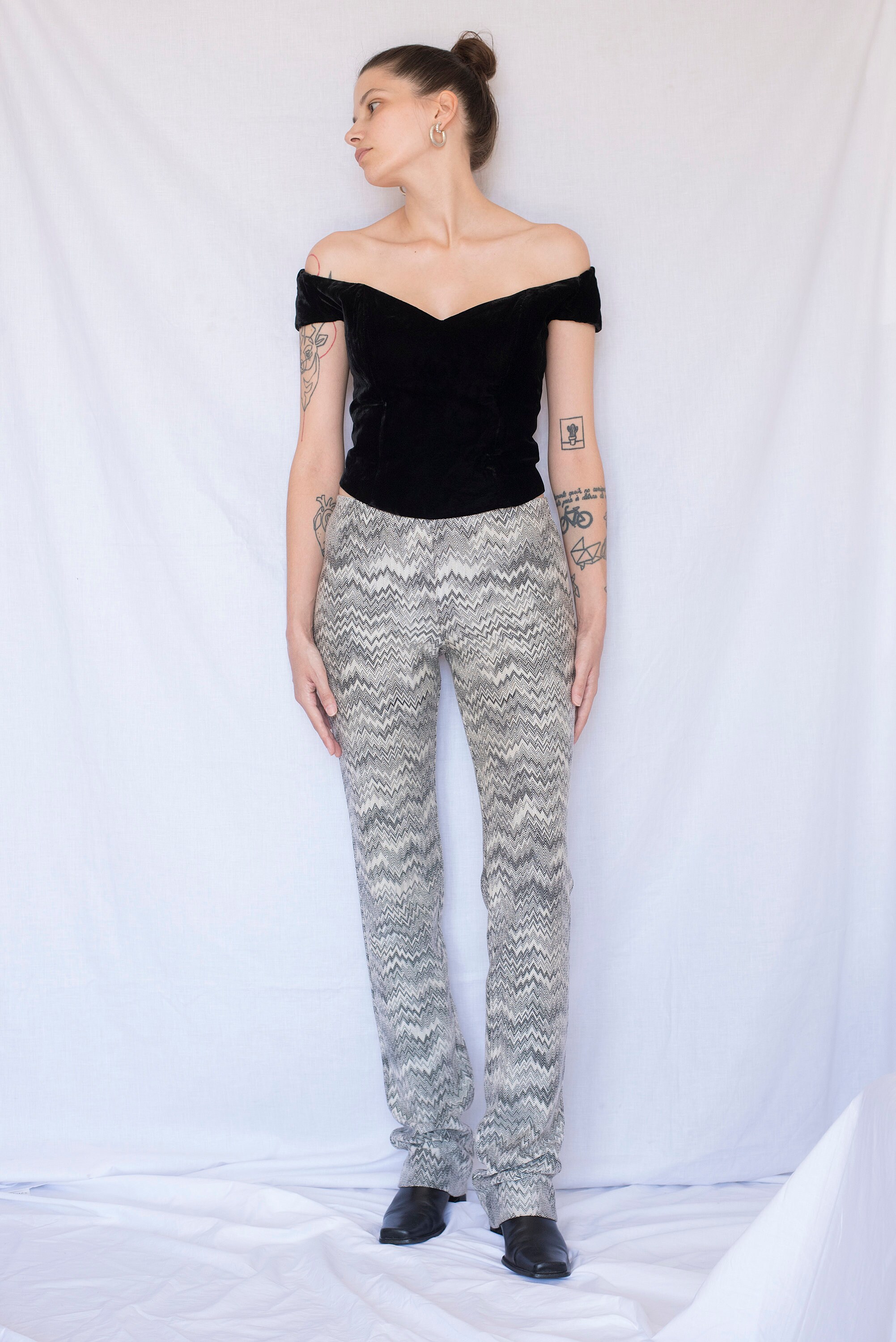 パンツ Missoni Black Wool Blend Pants With Embroidered Side Band Missoni Black Wool Blend Pants With Embroidered Side Band