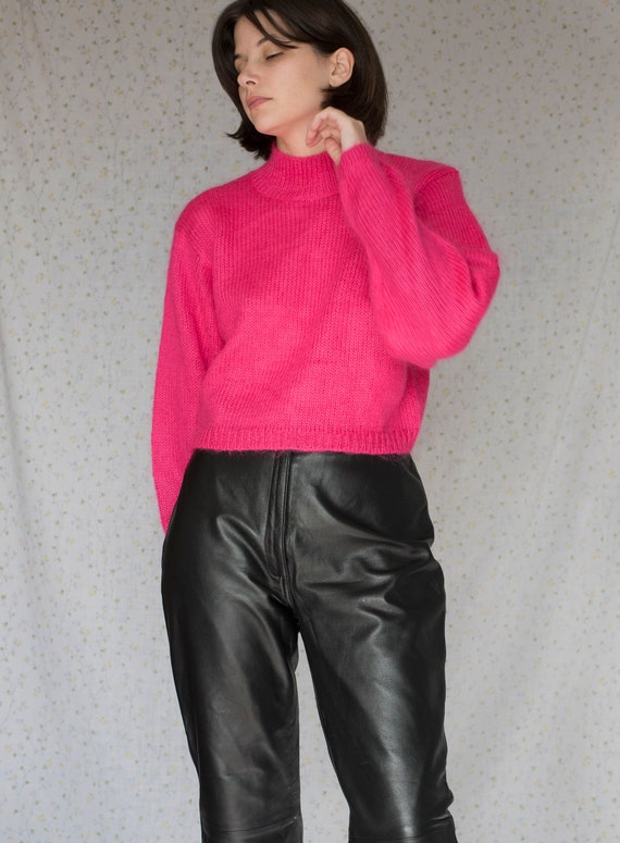 Vintage Hot Pink Mohair cropped sweater