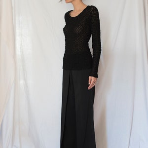 1990s Wide Leg Double Layer Pants in Black image 2