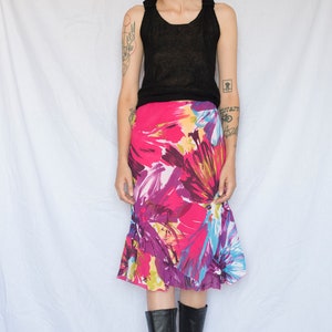 1990s Abstract Floral Multicolor Midi Skirt image 4