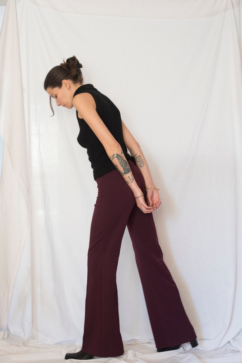1990s Flared Pants in Wine Red image 3